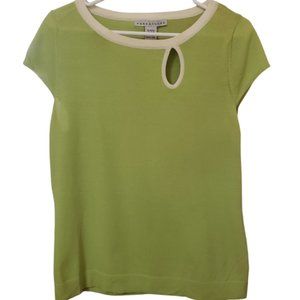 Versailles Women's Lime Green Blouse With Keyhole Front, Size L